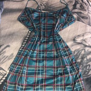 Green plaid dress